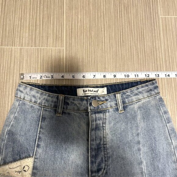 NWT Three Bird Nest Magnolia Patchwork Flare Wide Leg Jeans Size Small - Picture 14 of 16